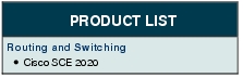 Text Box: PRODUCT LISTRouting and Switching●    Cisco SCE 2020